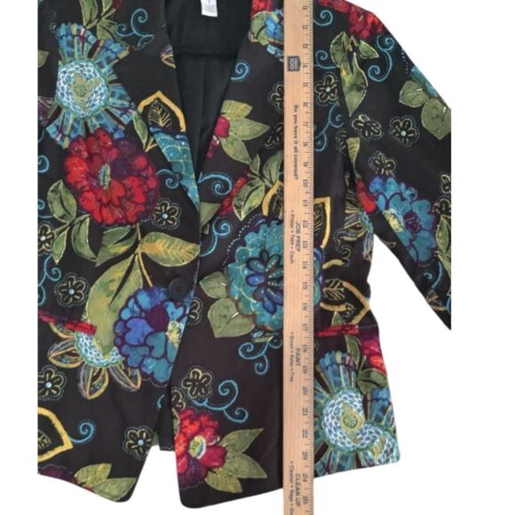 Chico's Vibrant Floral Blazer with Red and Blue Accents Size 1 M - Picture 5 of 8